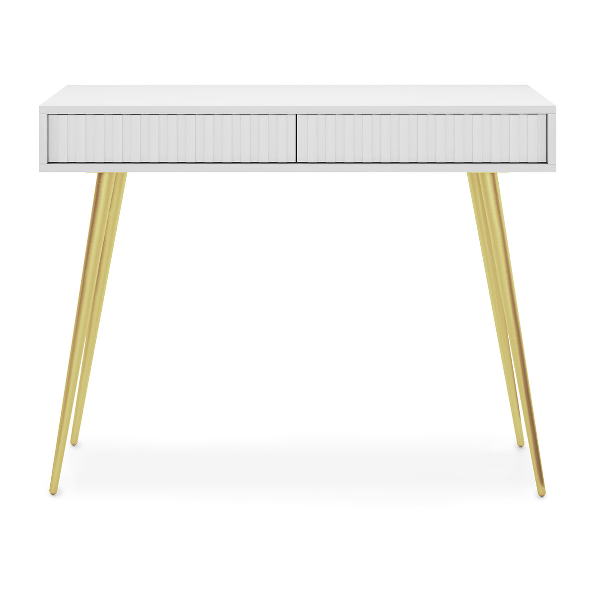 Coiffeuse Bello 104 cm blanche avec pieds dorés