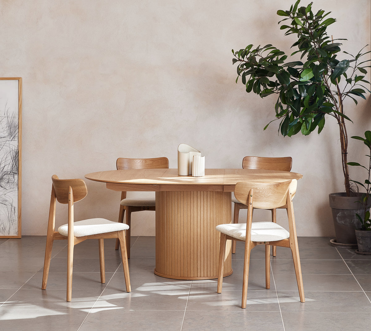 Ausziehbarer Tisch Gativel 120-167 cm Lamellen natürliche Eiche