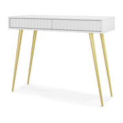Coiffeuse Bello 104 cm blanche avec pieds dorés