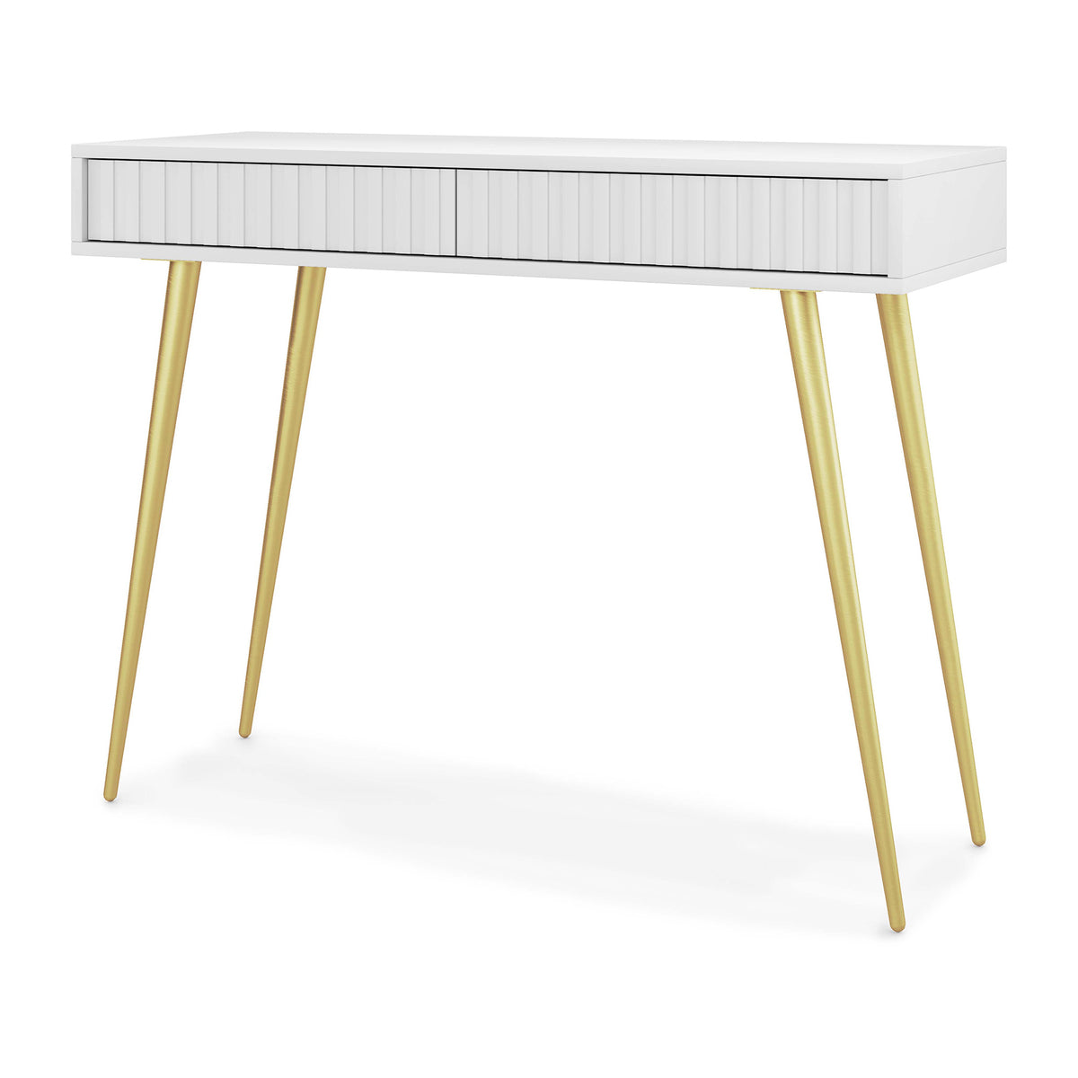 Coiffeuse Bello 104 cm blanche avec pieds dorés