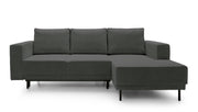 Canapé d'angle avec fonction couchage Rodario mini en L avec rangement, velours côtelé gris, côté droit