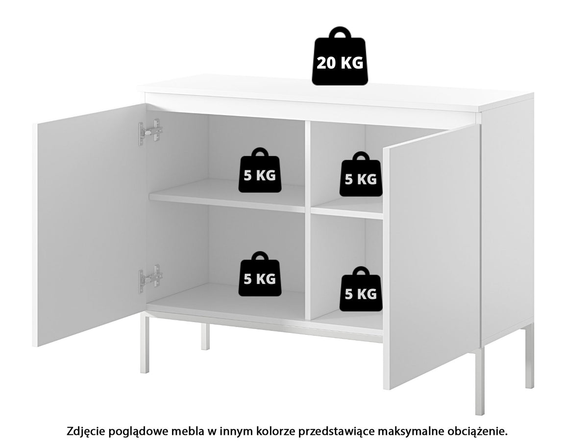 Commode 2 portes Bemmi 100 cm noire avec pieds dorés