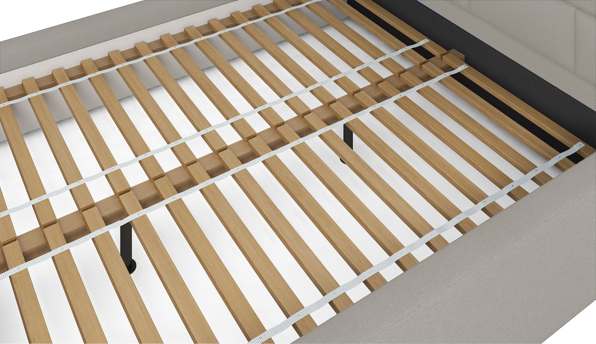 Polsterbett 180x200 cm Rinus beige aus hydrophobem Stoff