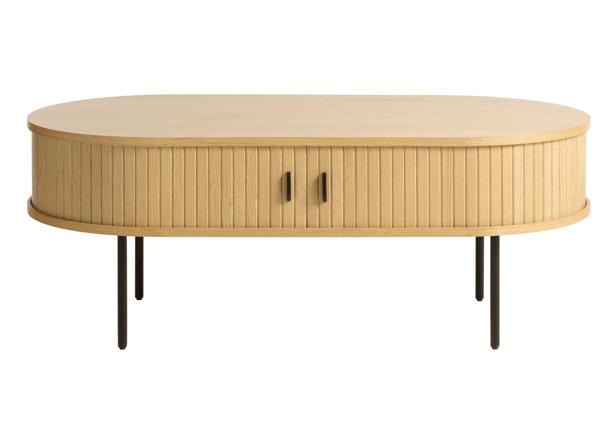 Holz-Couchtisch Gativel 120x60 cm Lamellen in natürlicher Eiche
