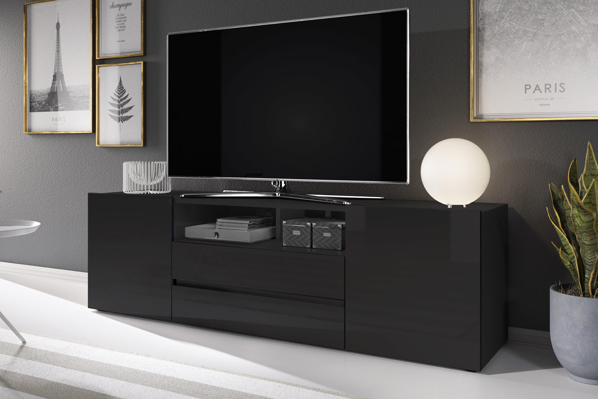 TV-Schrank Bros Schwarz matt / Schwarz glänzend