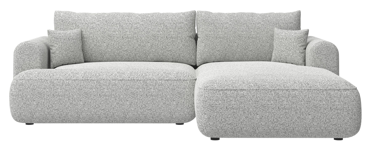 Canapé d'angle convertible Ovo en forme de L, tissage gris clair, côté droit
