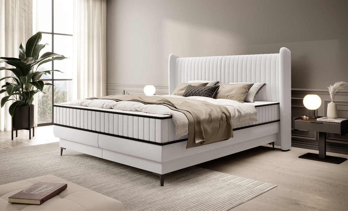 Lit continental 160x200 cm Daliano avec rangement velours gris