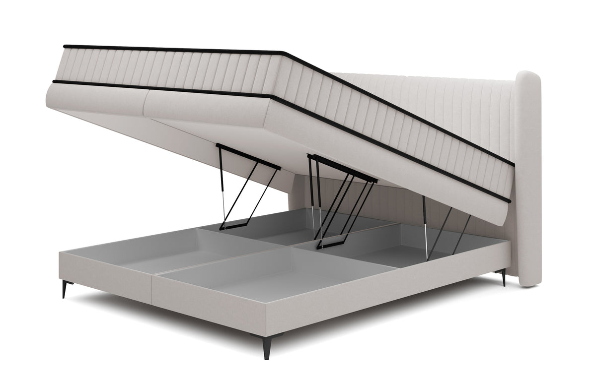 Lit continental 160x200 cm Daliano avec rangement velours gris