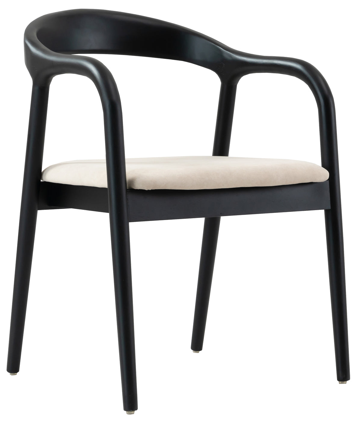 Holzstuhl für das Esszimmer Battione aus leicht zu reinigendem Stoff, beiger Samt/schwarz