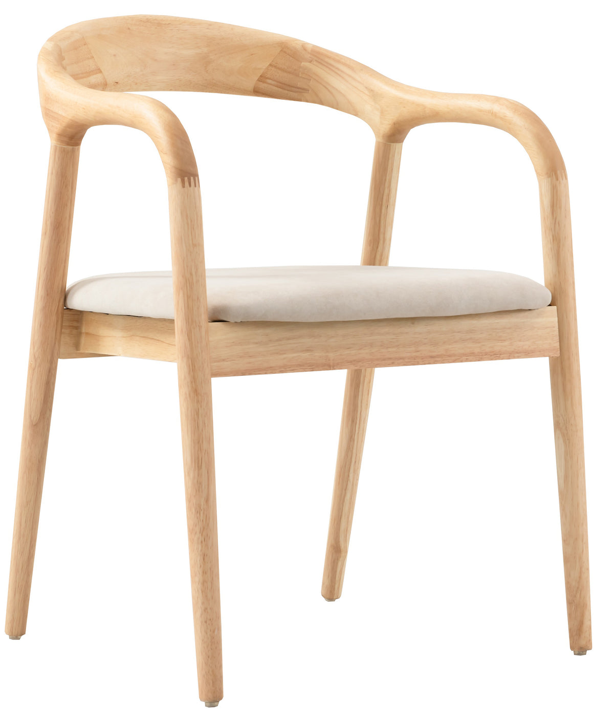 Chaise en bois pour salle à manger Battione en velours beige facile à nettoyer / chêne naturel