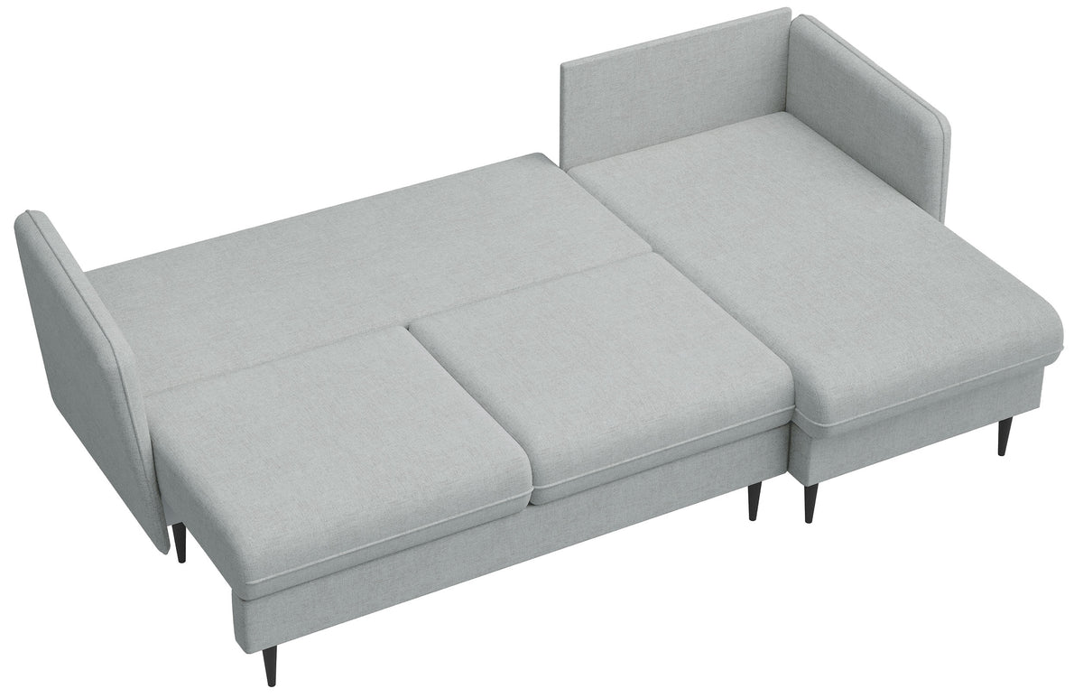 Ecksofa mit Schlaffunktion Volio L-förmig grau Chenille schwarze Beine