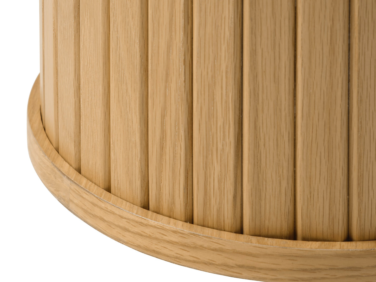 Table d'appoint ronde en bois Gativel 90 cm avec base ronde lamelles chêne naturel
