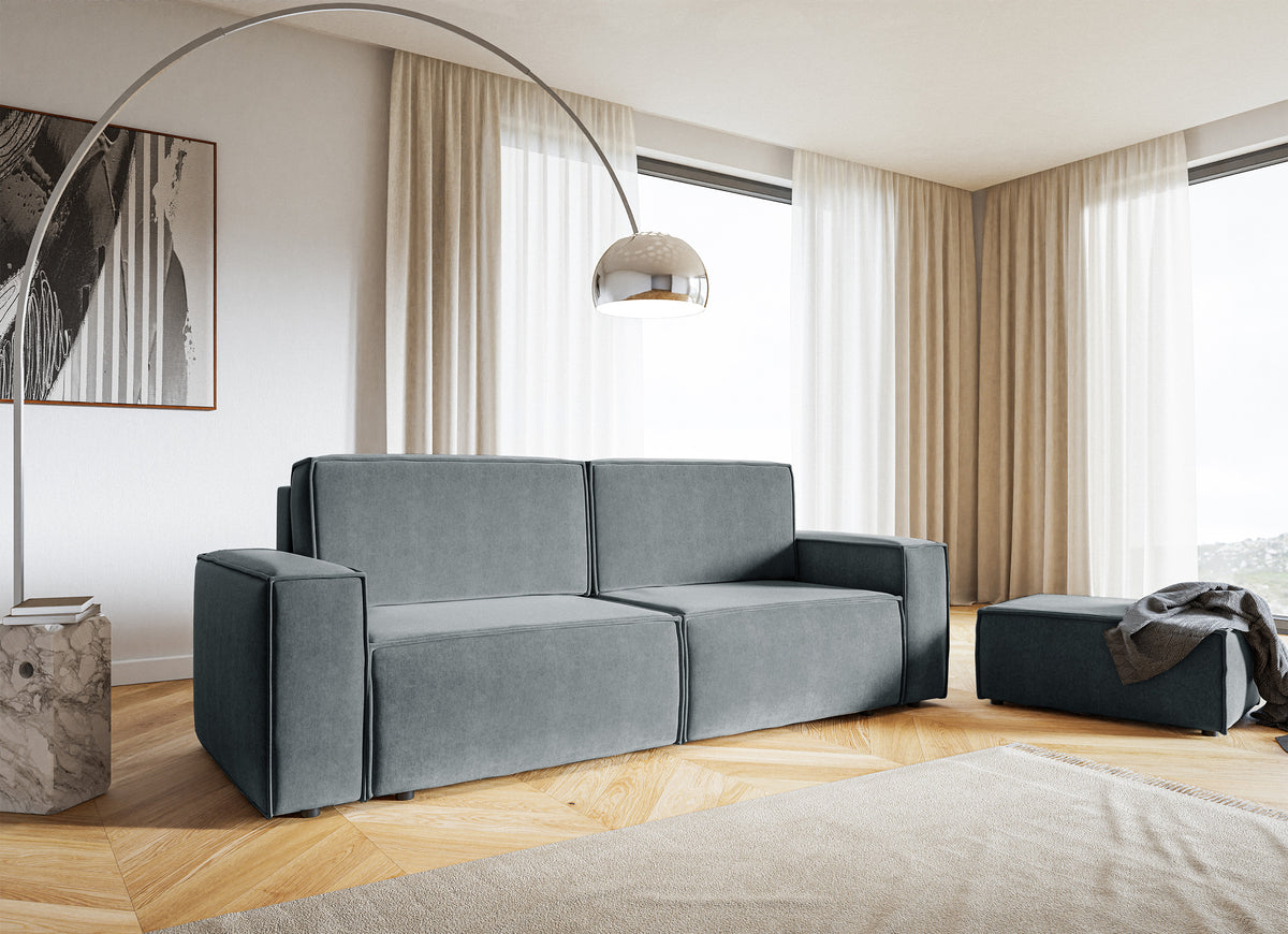 Pouf Copertino 65x90 cm velours hydrofuge gris