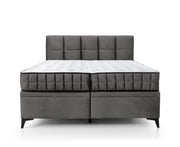 Kontinentales Bett 180x200 cm Beriano mit Stauraum und Matratze, aschgrauer Samt