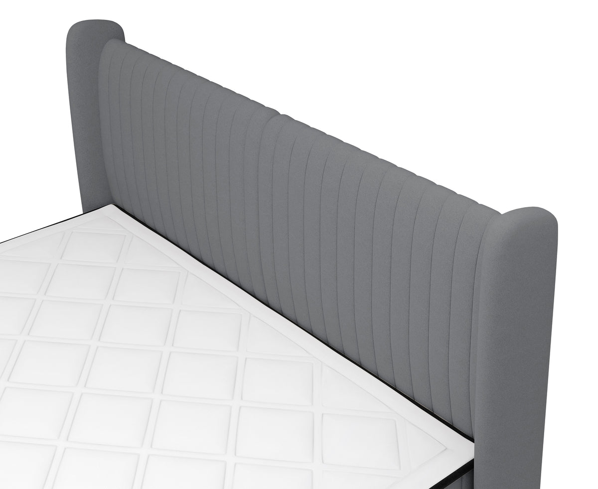 Lit continental 160x200 cm Daliano avec rangement velours gris foncé