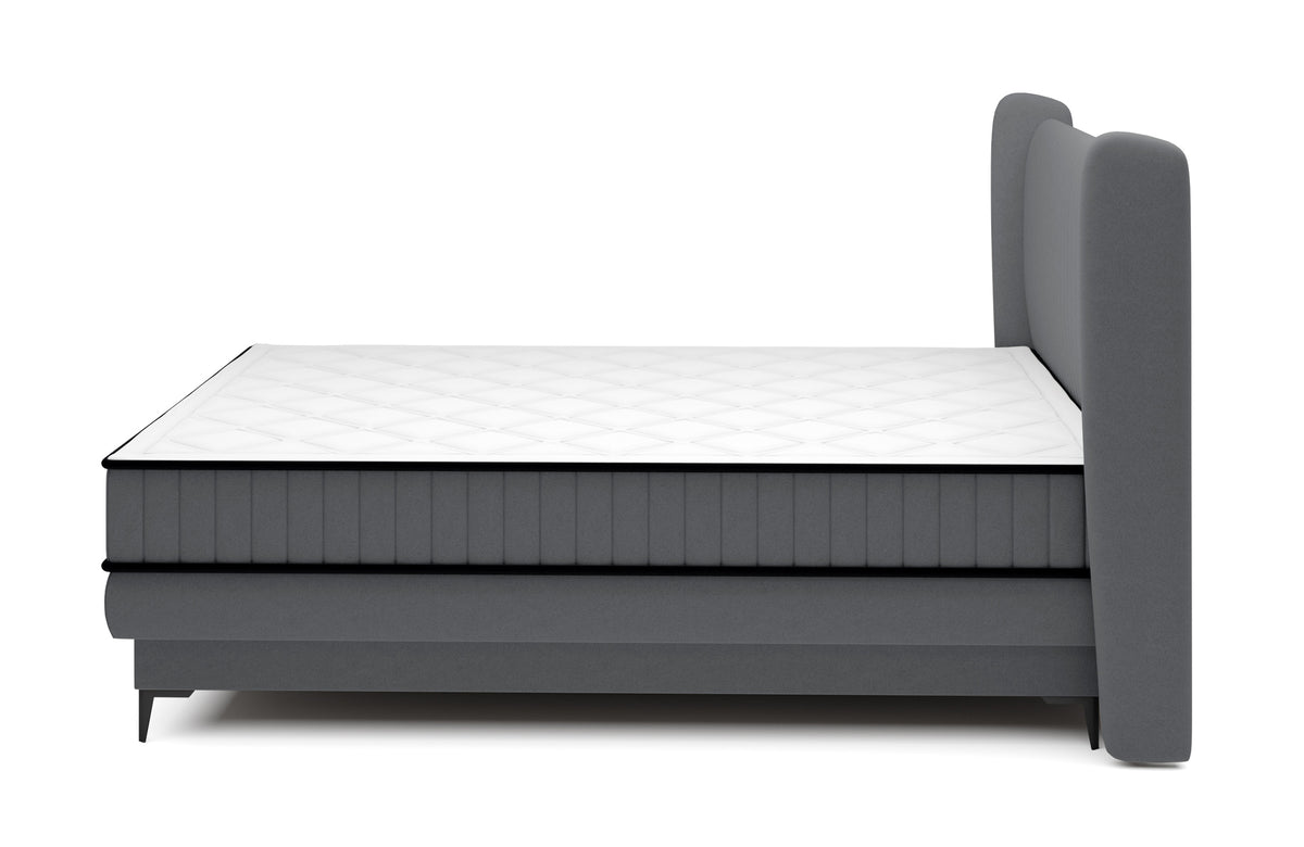 Lit continental 160x200 cm Daliano avec rangement velours gris foncé