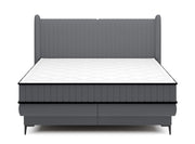 Lit continental 160x200 cm Daliano avec rangement velours gris foncé