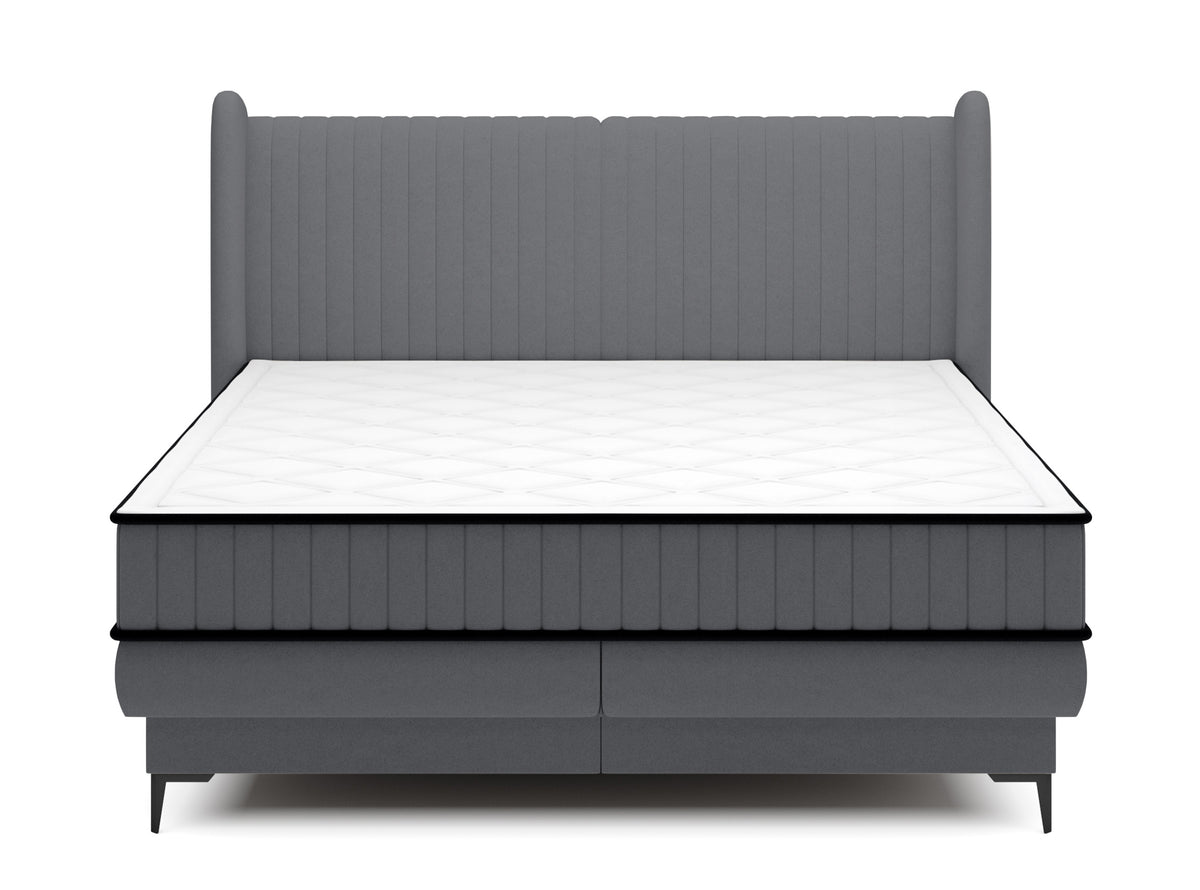 Lit continental 160x200 cm Daliano avec rangement velours gris foncé