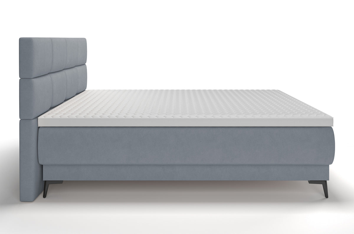 Lit continental 180x200 cm Rektango avec rangement et surmatelas velours graphite