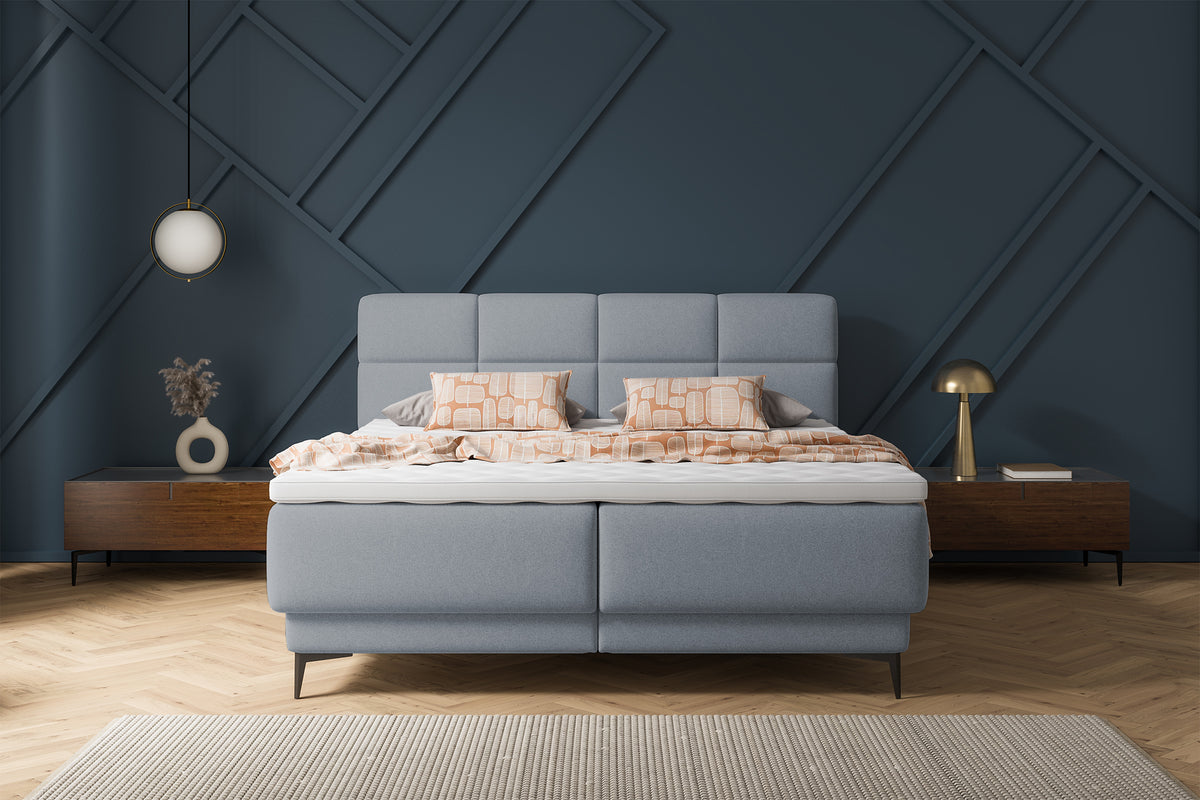 Lit continental 180x200 cm Rektango avec rangement et surmatelas velours graphite