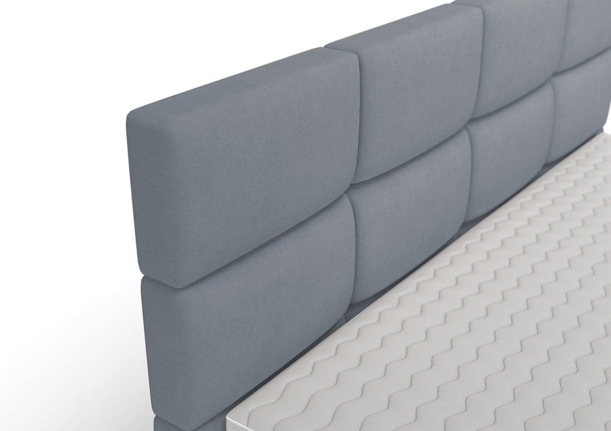 Lit continental 180x200 cm Rektango avec rangement et surmatelas velours graphite