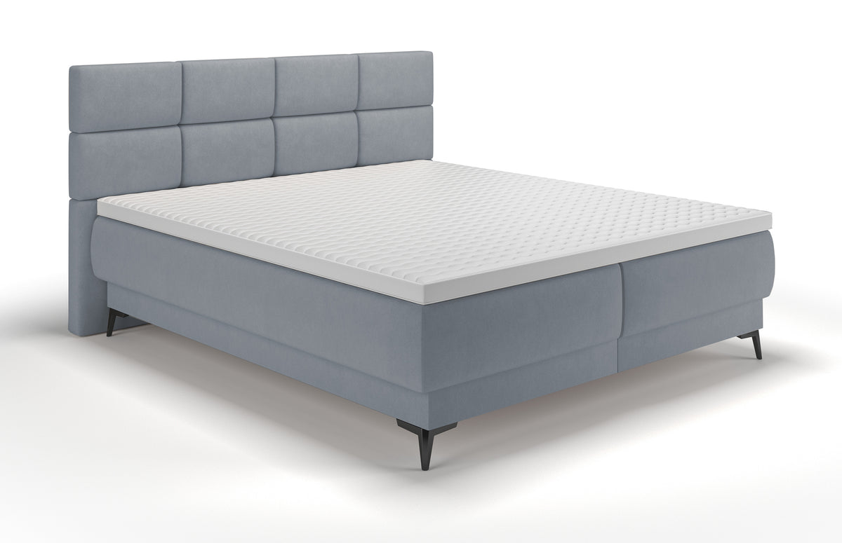 Lit continental 180x200 cm Rektango avec rangement et surmatelas velours graphite
