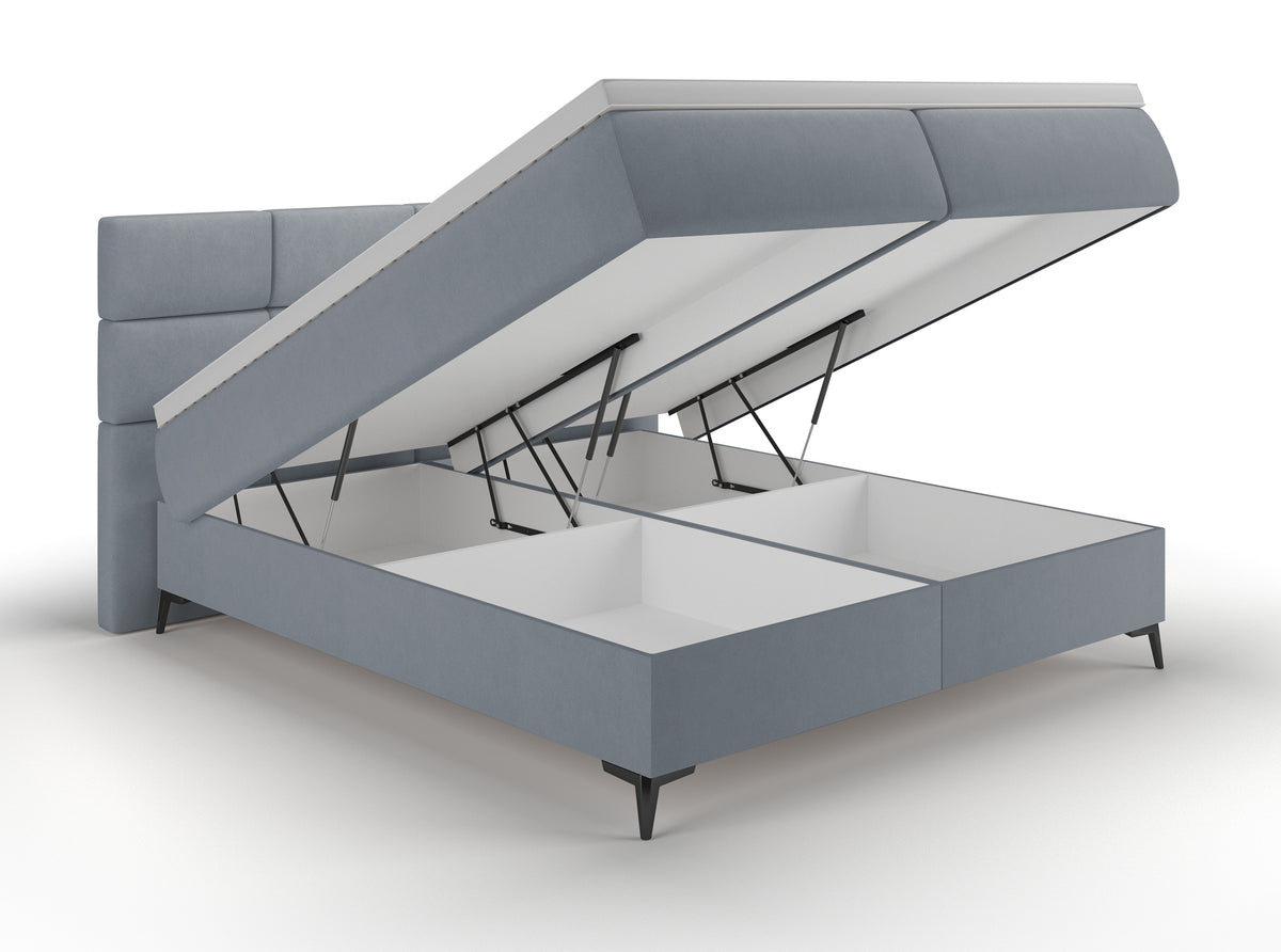 Lit continental 180x200 cm Rektango avec rangement et surmatelas velours graphite