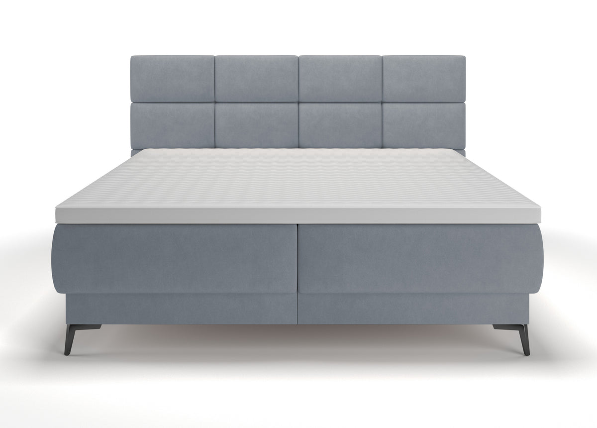Lit continental 180x200 cm Rektango avec rangement et surmatelas velours graphite