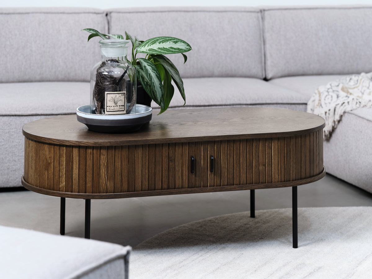 Table basse en bois Gativel 120x60 cm lames chêne brûlé