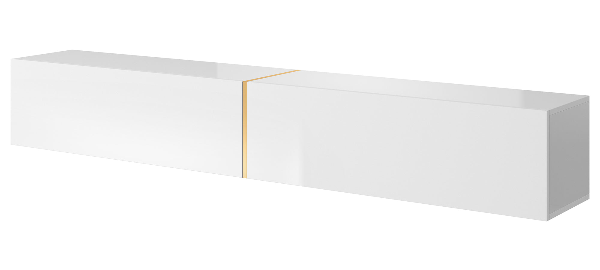 TV-Schrank Bisira 200 cm weiß mit goldenem Einsatz