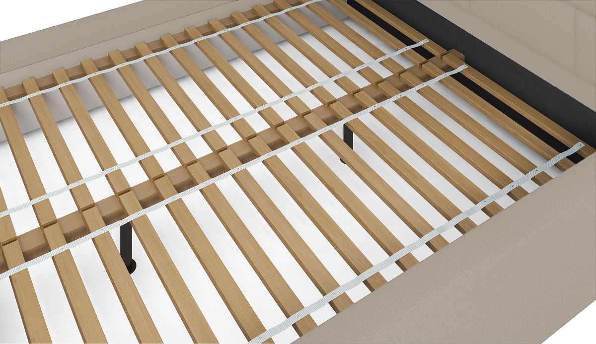 Lit tapissé 140x200 cm Rinus beige clair en tissu hydrofuge