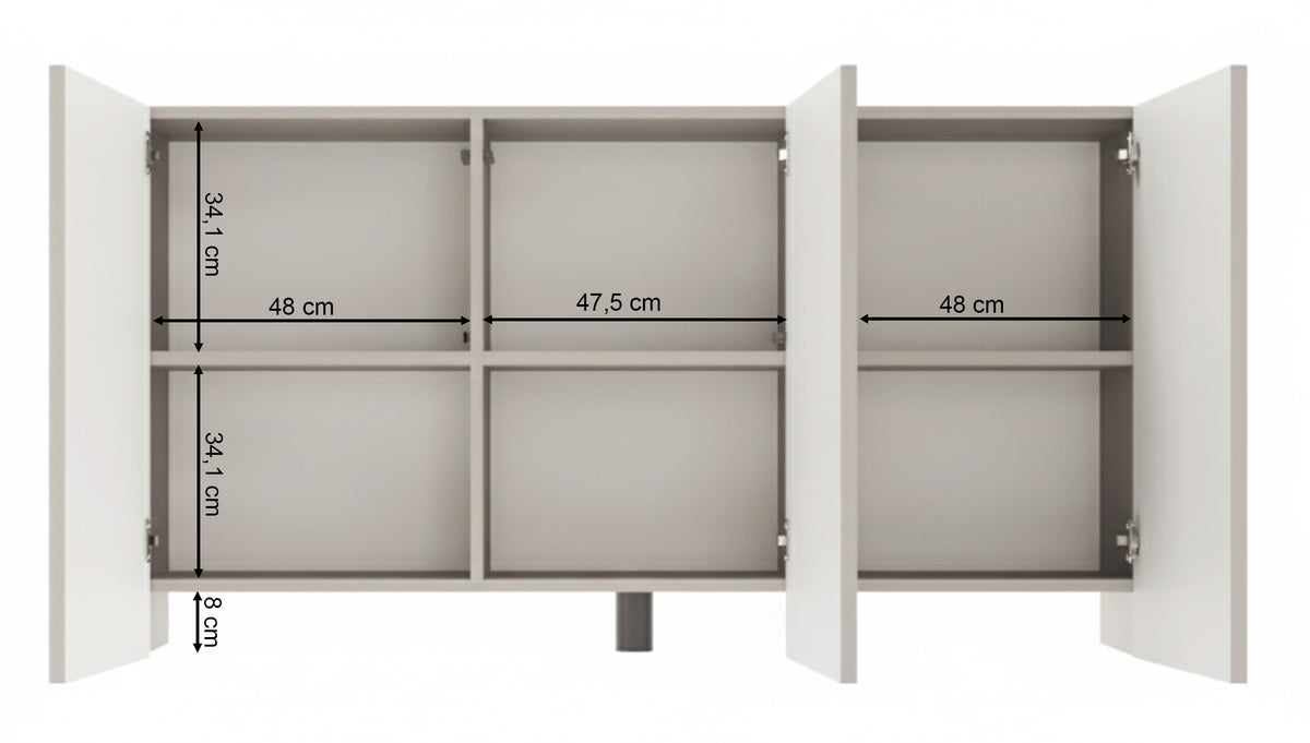 Drehtür-Kommode Arkadia mit gefrästen Fronten 150 cm Kaschmir