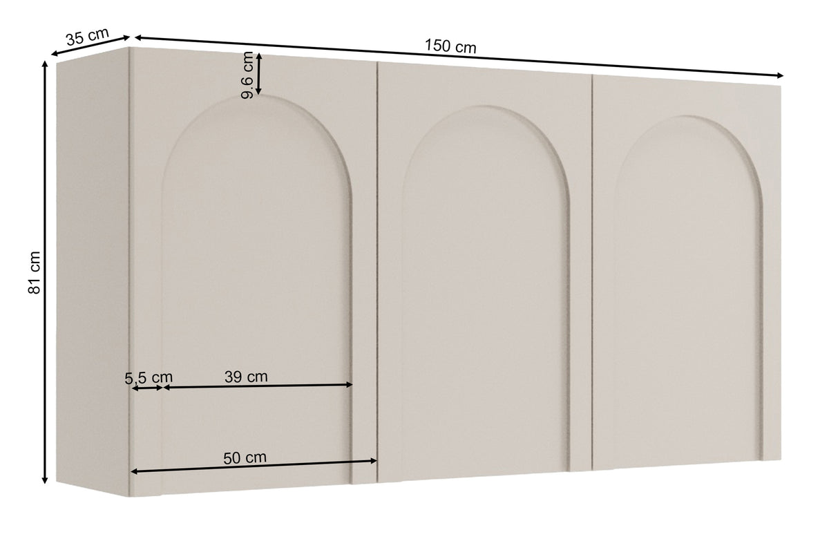 Drehtür-Kommode Arkadia mit gefrästen Fronten 150 cm Kaschmir