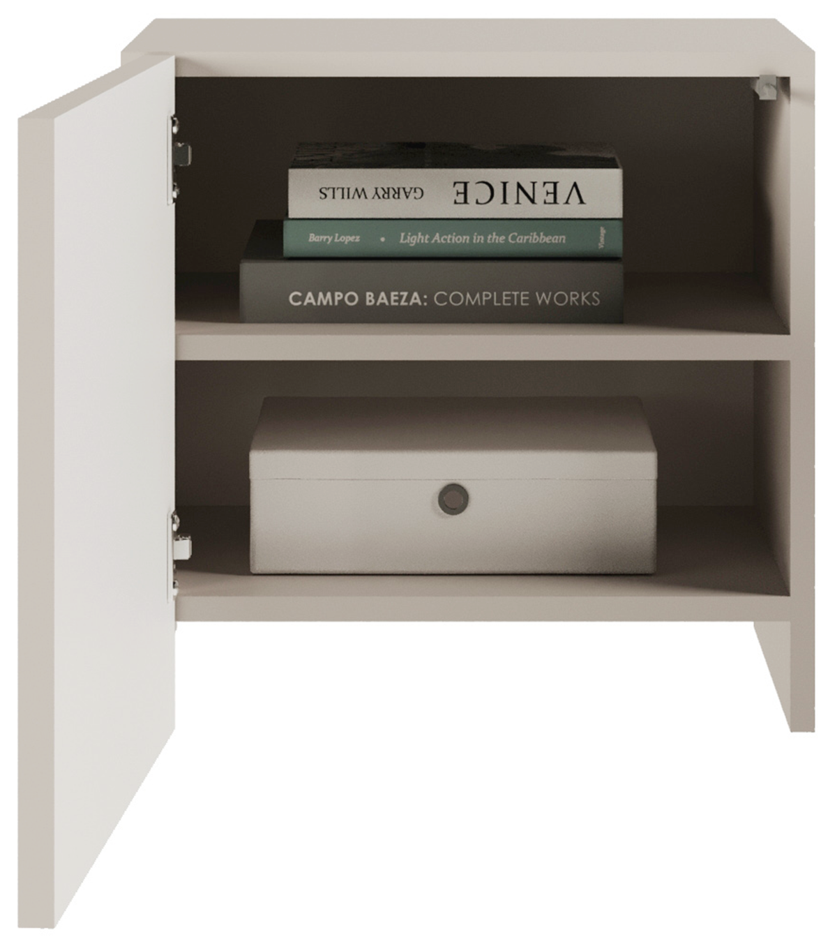 Table de chevet 1 porte Arkadia avec façades rainurées 50 cm cachemire