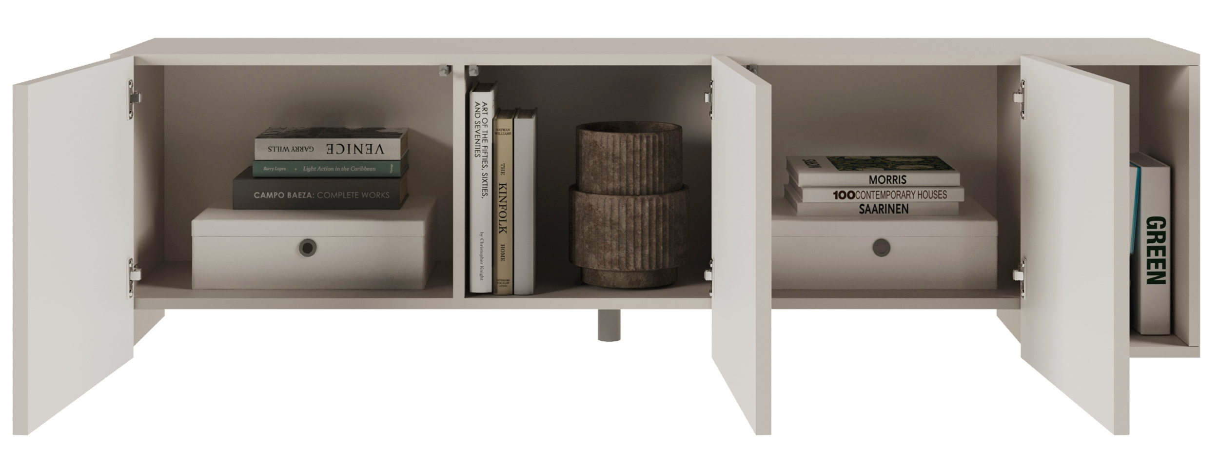 TV-Schrank Arkadia mit vier Türen und gefrästen Fronten, 175 cm, Kaschmir