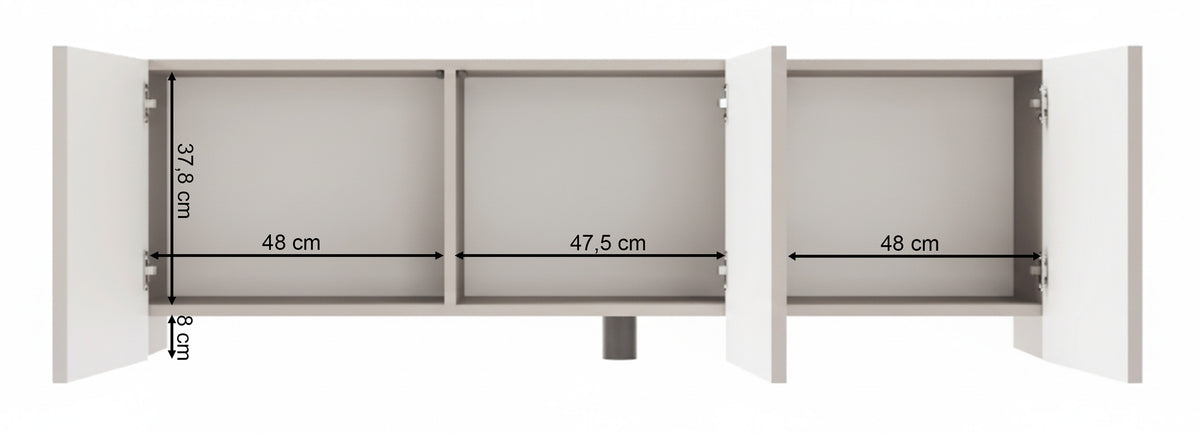 Meuble TV trois portes Arkadia avec façades fraisées 150 cm chêne dunin