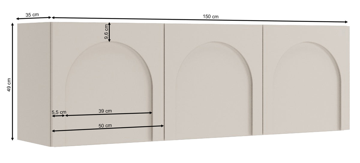 Meuble TV trois portes Arkadia avec façades fraisées 150 cm chêne dunin