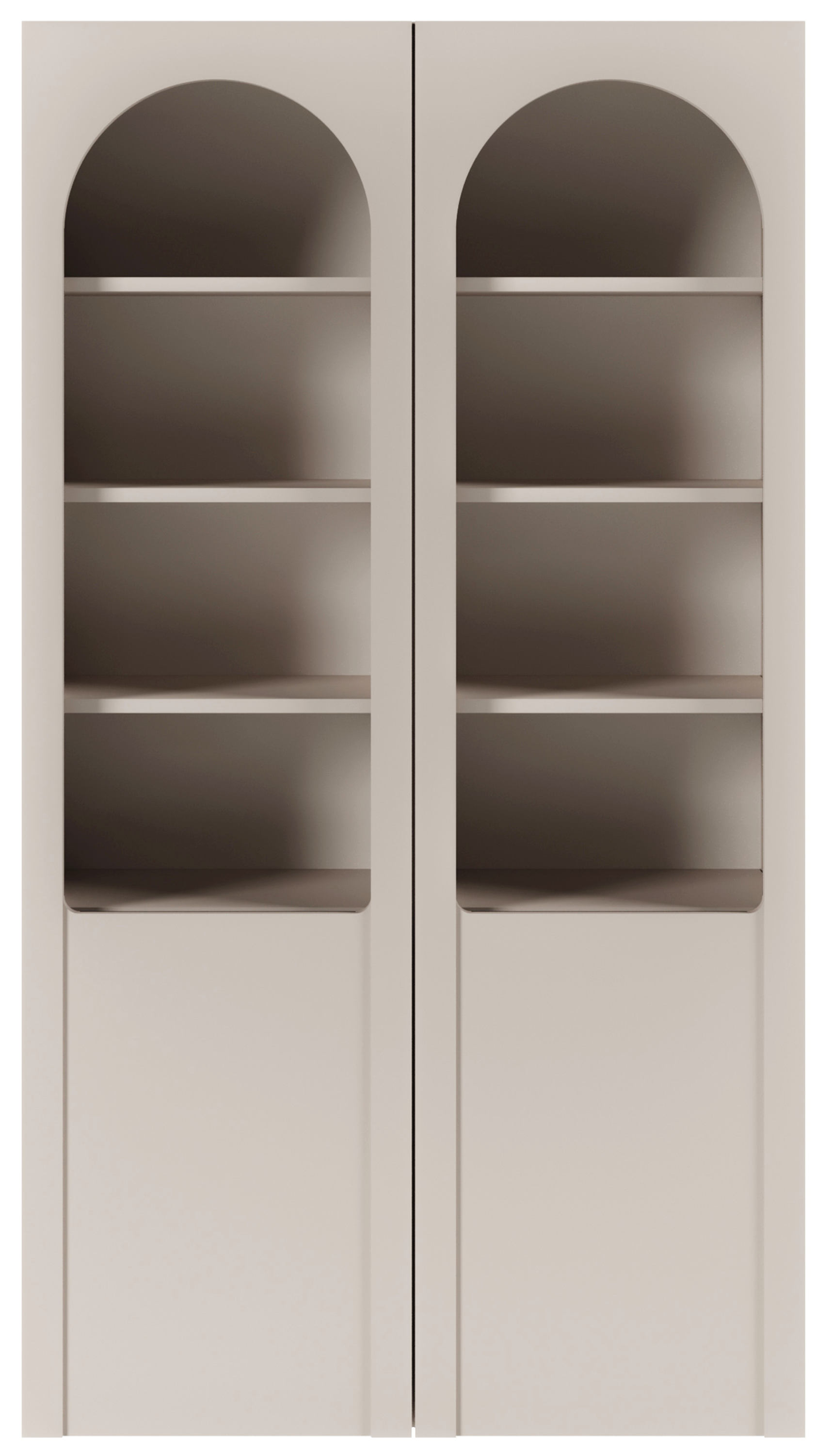 Zweiflügeliger Arkadia-Schrank mit gefrästen und verglasten Fronten, 100 cm, Kaschmirfarben
