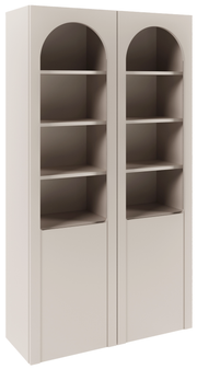 Zweiflügeliger Arkadia-Schrank mit gefrästen und verglasten Fronten, 100 cm, Kaschmirfarben