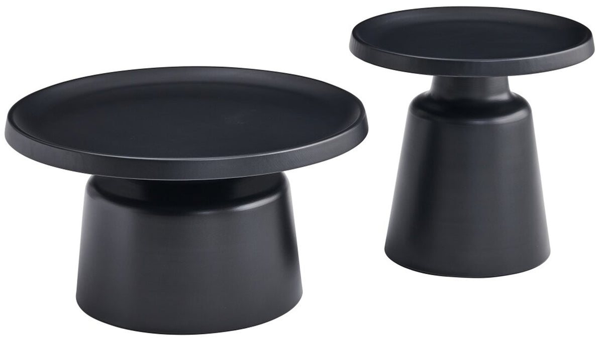 Brin runde Kaffeetisch-Sets 70 und 50 cm schwarz