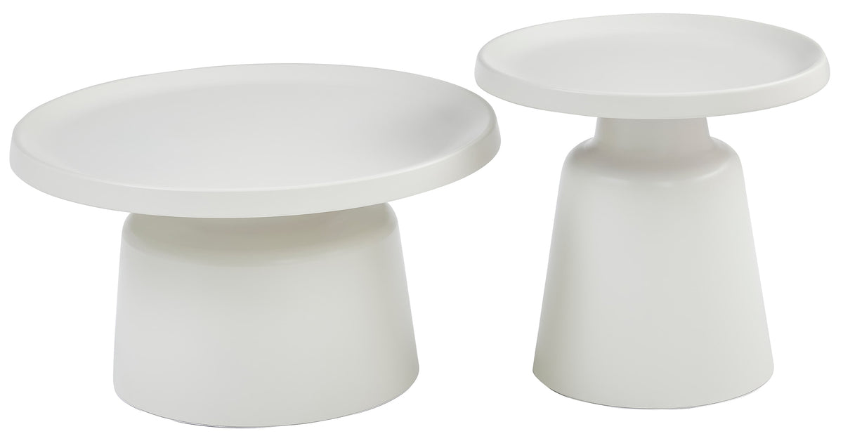 Ensemble de tables basses Brin rondes 70 et 50 cm crème