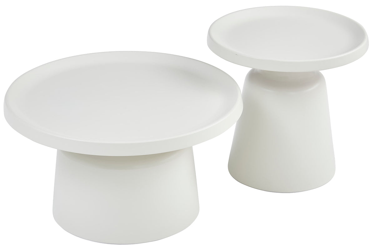 Ensemble de tables basses Brin rondes 70 et 50 cm crème