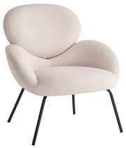 Fauteuil de relaxation Almone en velours crème, tissu facile d'entretien