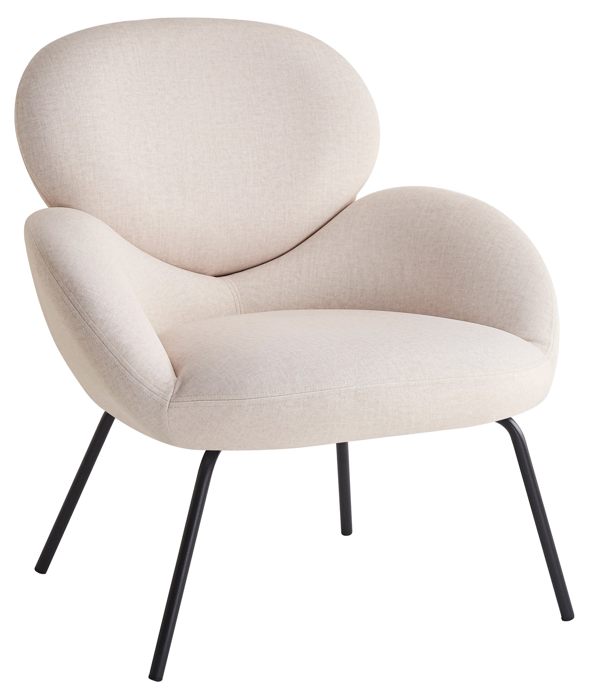 Fauteuil de relaxation Almone en velours crème, tissu facile d'entretien