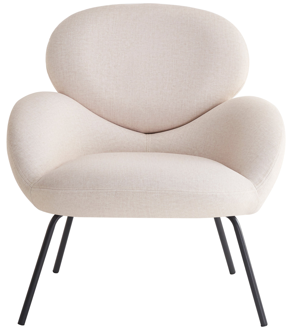 Fauteuil de relaxation Almone en velours crème, tissu facile d'entretien