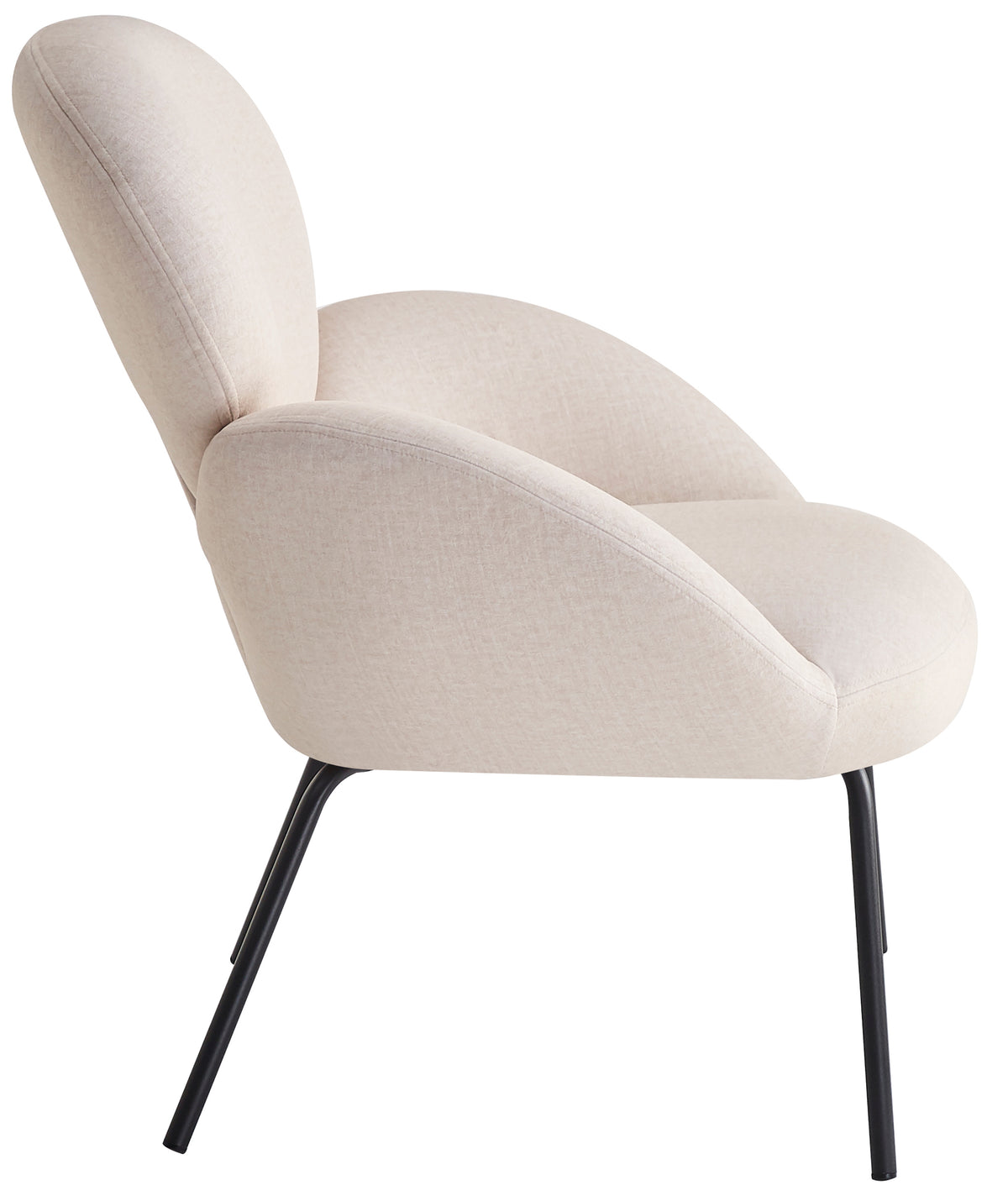 Fauteuil de relaxation Almone en velours crème, tissu facile d'entretien