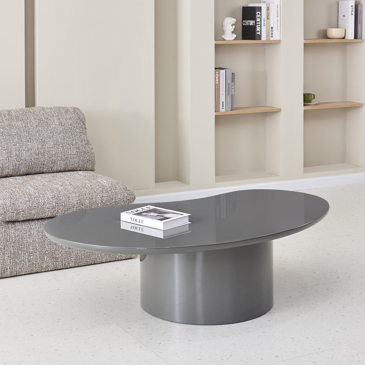 Tratesse Couchtisch 130x77 cm Grau Hochglanz