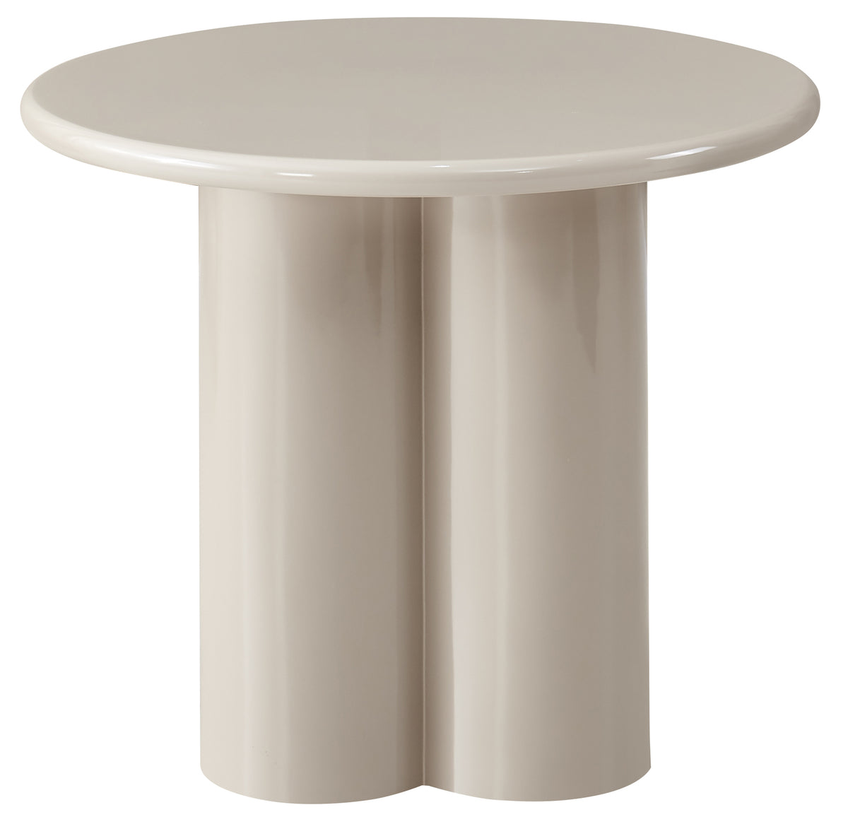 Runder Couchtisch Loccoli 60 cm, hellbeige, Hochglanz