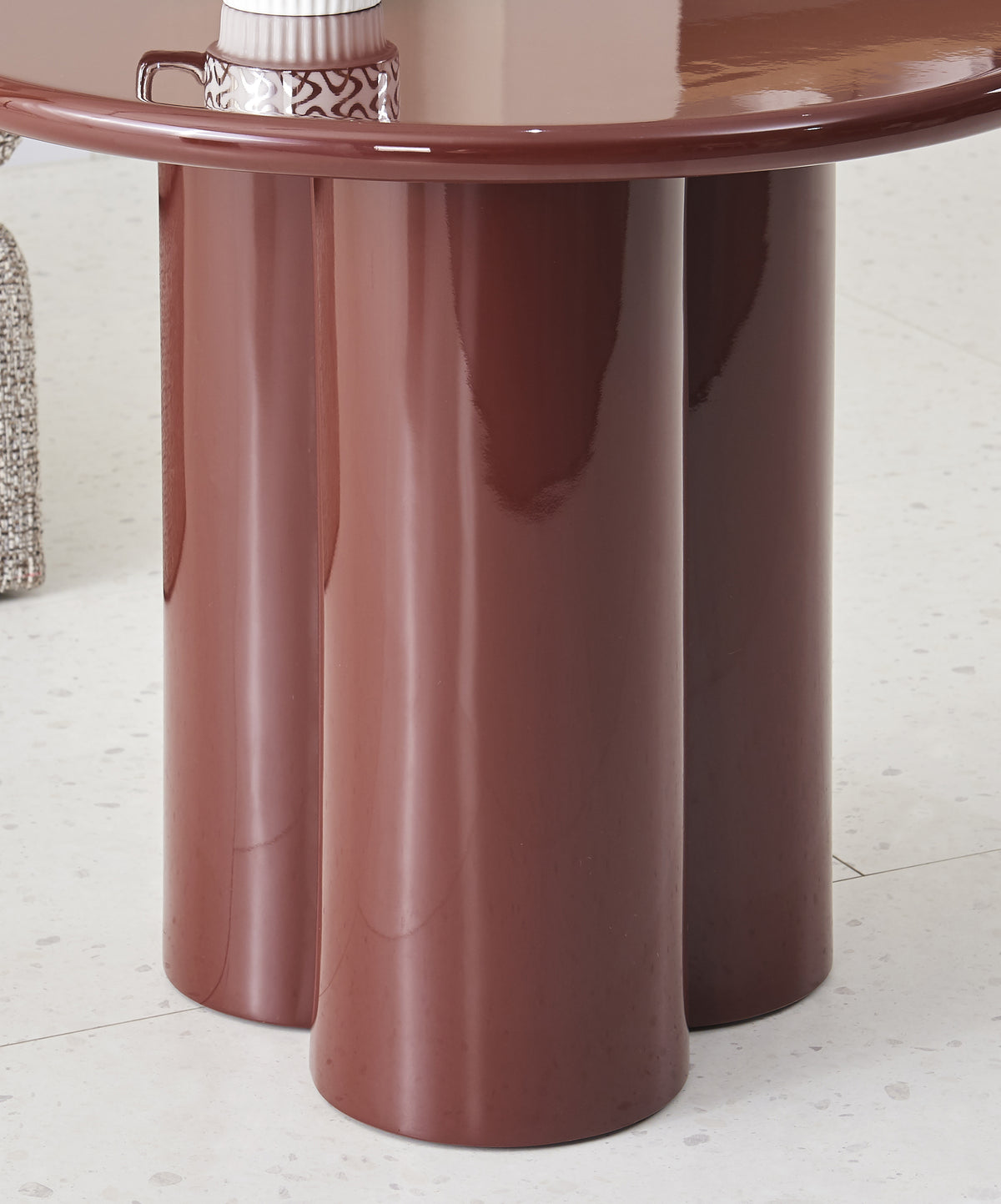 Table basse Loccoli ronde 60 cm bordeaux haute brillance