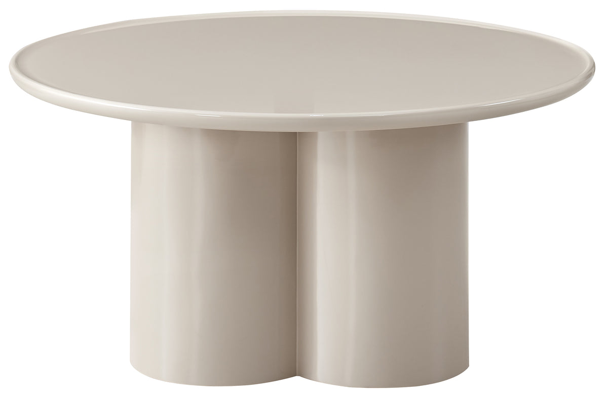 Runder Couchtisch Roulness 80 cm, hellbeige, hoher Glanz